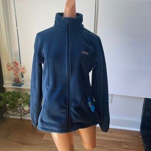 NWTO Columbia Navy Blue Fleece Zip Up Jacket. Size large